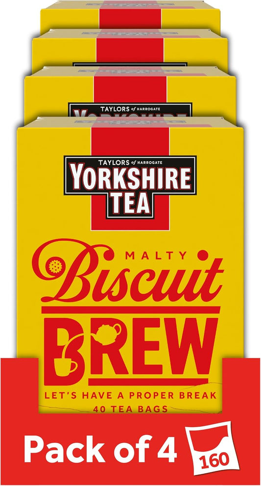 Yorkshire Tea Malty Biscuit Brew Tea Bags - Pack of 4 x 40