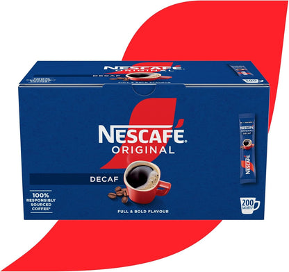 Nescafé Original Decaf Instant Coffee Sachets / Coffee Sticks - Box of 200
