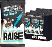 Raise Snacks Dark Chocolate & Sea Salt Clusters 35g - (Pack of 12)