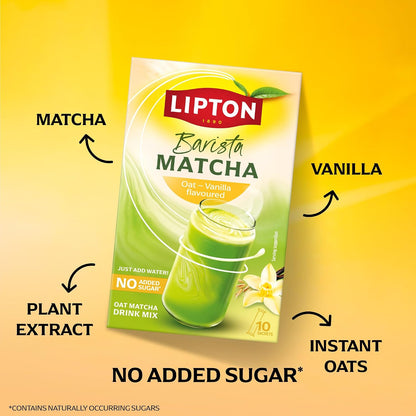 Lipton Barista Matcha Vanilla Oat Latte Sachets - Pack of 10