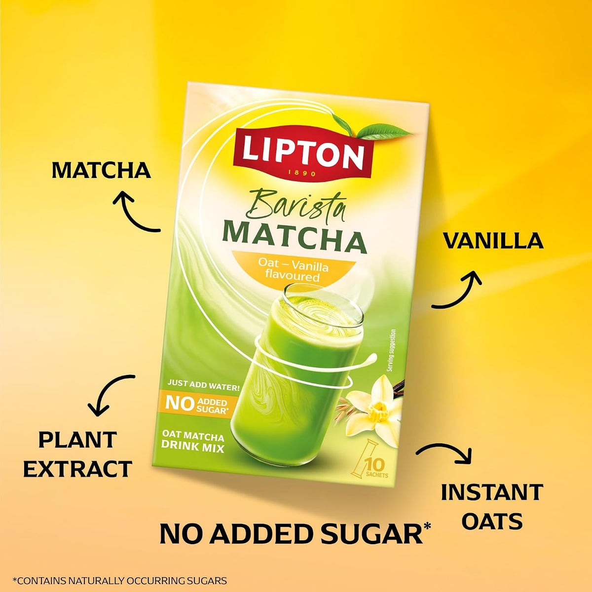 Lipton Barista Matcha Vanilla Oat Latte Sachets - Pack of 10