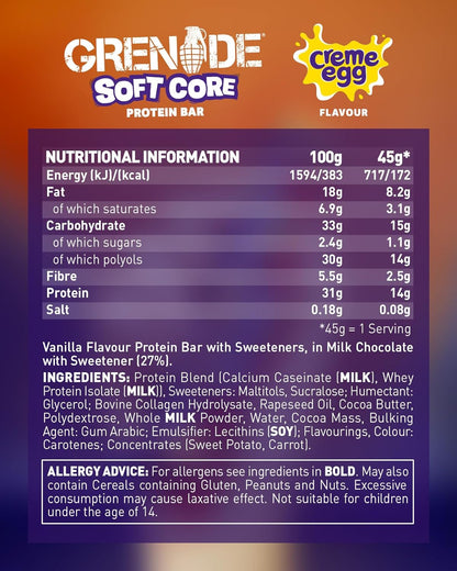 Grenade Soft Core Creme Egg Protein Bar - 45g (Box of 18)