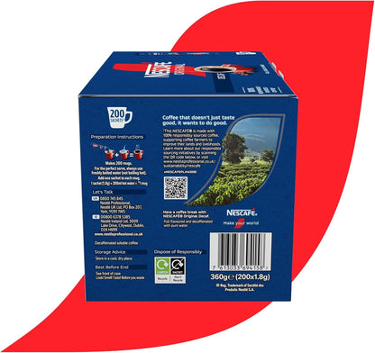 Nescafé Original Decaf Instant Coffee Sachets / Coffee Sticks - Box of 200