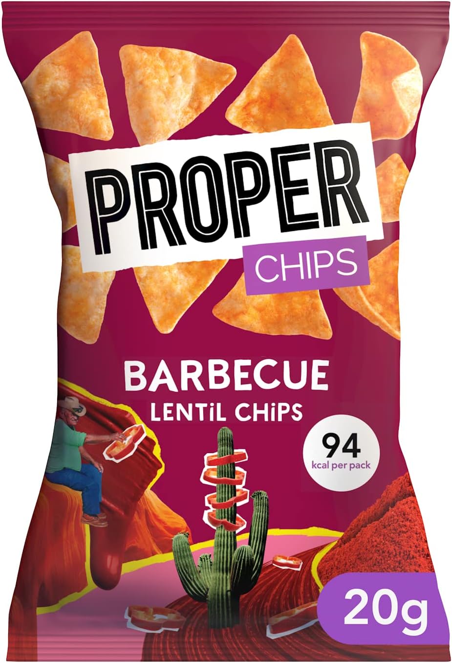 Proper Chips Lentil Barbecue 20g - Gluten Free & Vegan - Box of 24