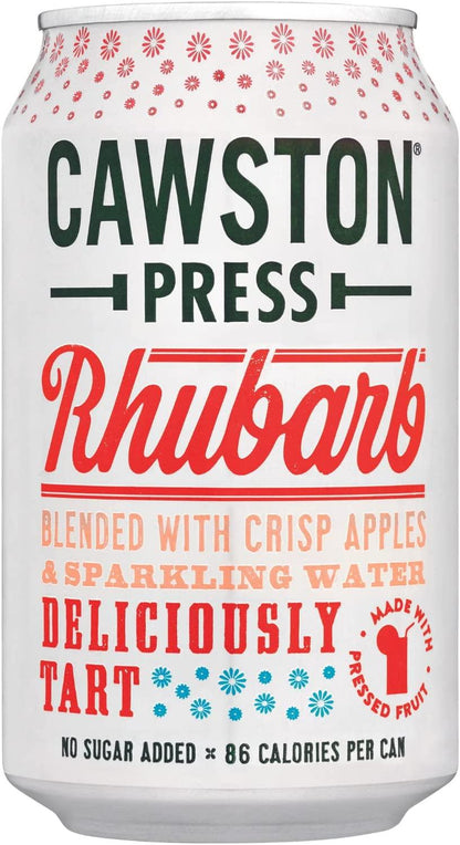 Cawston Press Rhubarb Fizzy Drink Blended With Sparkling Water and Pressed Apple Juice (330ml x 24 cans) - Vending Superstore