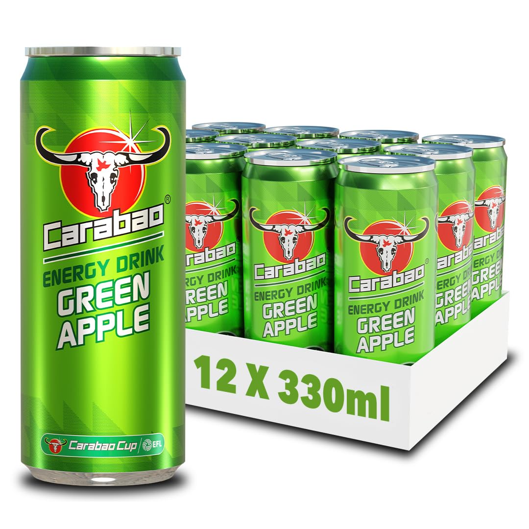 Carabao Energy Drink Green Apple - 330ml Slimline Can (Case of 12)
