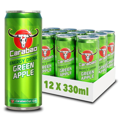 Carabao Energy Drink Green Apple - 330ml Slimline Can (Case of 12)
