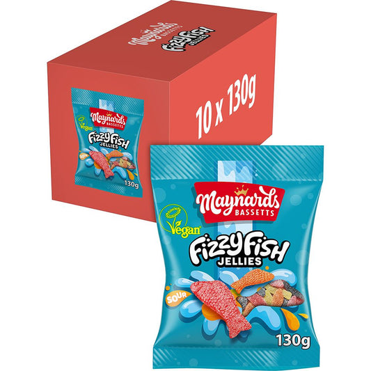 Maynards Bassetts Fizzy Fish - 130g (Pack of 10)