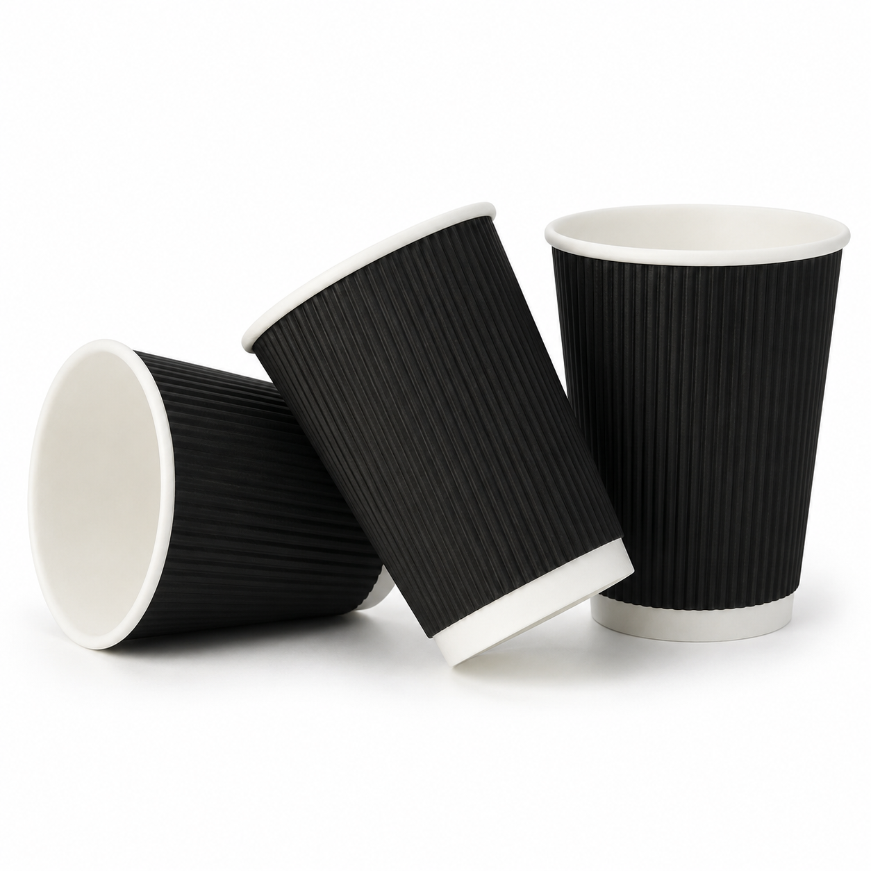 8oz Black Ripple Takeaway Coffee Cups - Case of 500