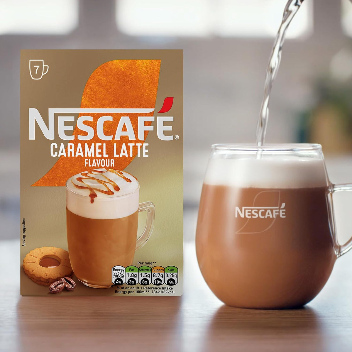 Nescafe Caramel Latte Instant Coffee Sachets - Pack of 7