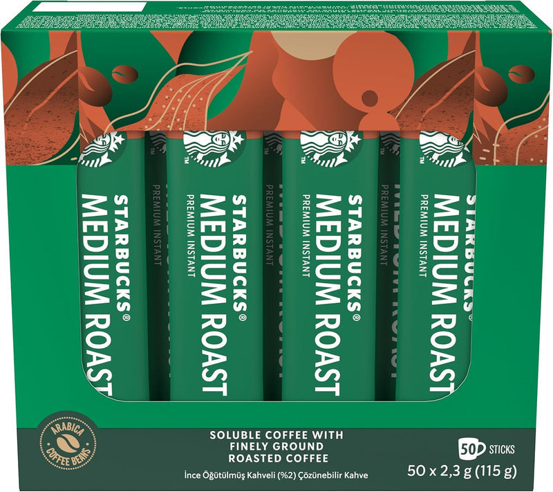 Starbucks Coffee Sachets - Premium Instant Medium Roast 2.3g - Box of 50