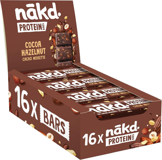 Nakd Cocoa & Hazelnut Protein Bar - Vegan - Healthy Snack - 45g (Box of 16)