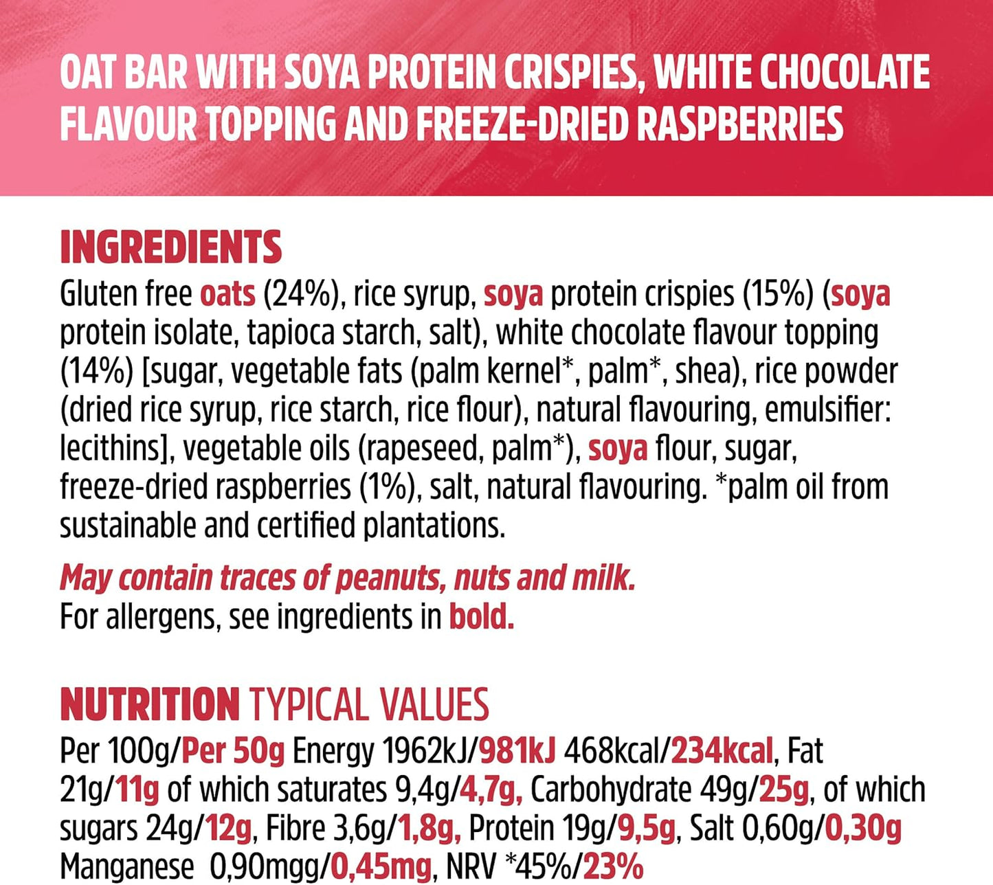 Trek White Chocolate & Raspberry Protein Flapjack 50g (Box of 16)