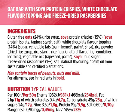 Trek White Chocolate & Raspberry Protein Flapjack 50g (Box of 16)