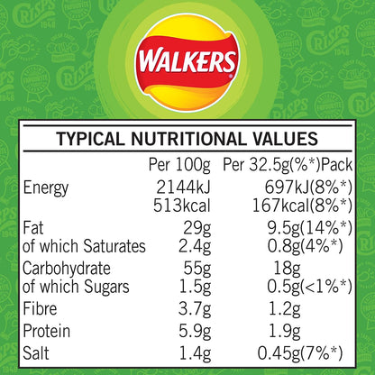Walkers Pickled Onion Crisps 32.5g (Box of 32)