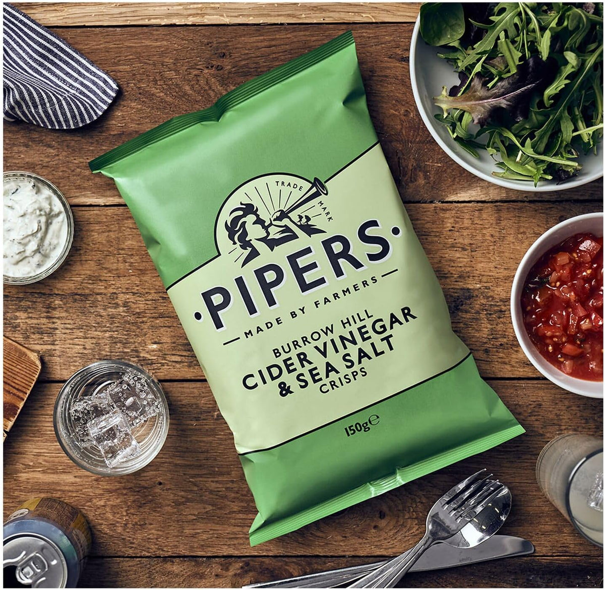 Pipers Burrow Hill Cider Vinegar & Sea Salt Crisps 40g - (Box of 24)