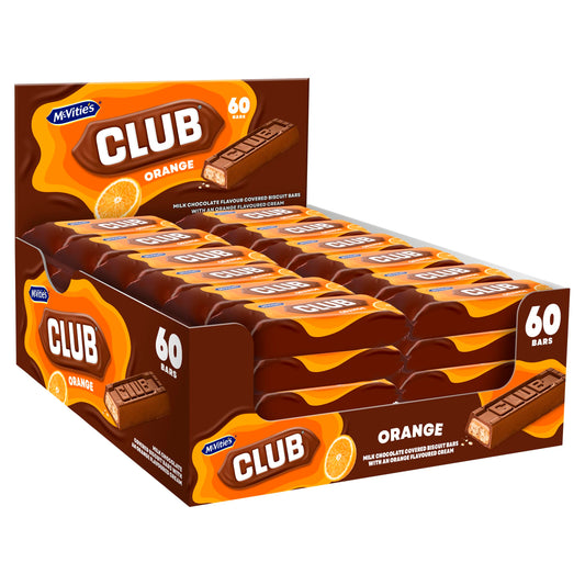 McVitie's Club Orange Biscuit Bars - Individually Wrapped 22g (Box of 60)