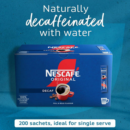 Nescafé Original Decaf Instant Coffee Sachets / Coffee Sticks - Box of 200