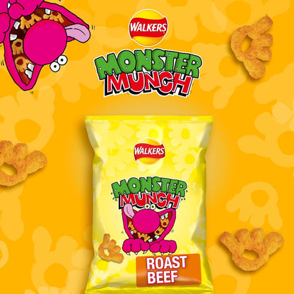 Walkers Monster Munch Roast Beef Snacks Crisps Grab Bag 40g (Box of 35) BEST BEFORE 11/07/26
