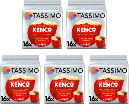 Tassimo Kenco Americano Smooth Coffee Pods - 16 Capsules (Pack of 5)