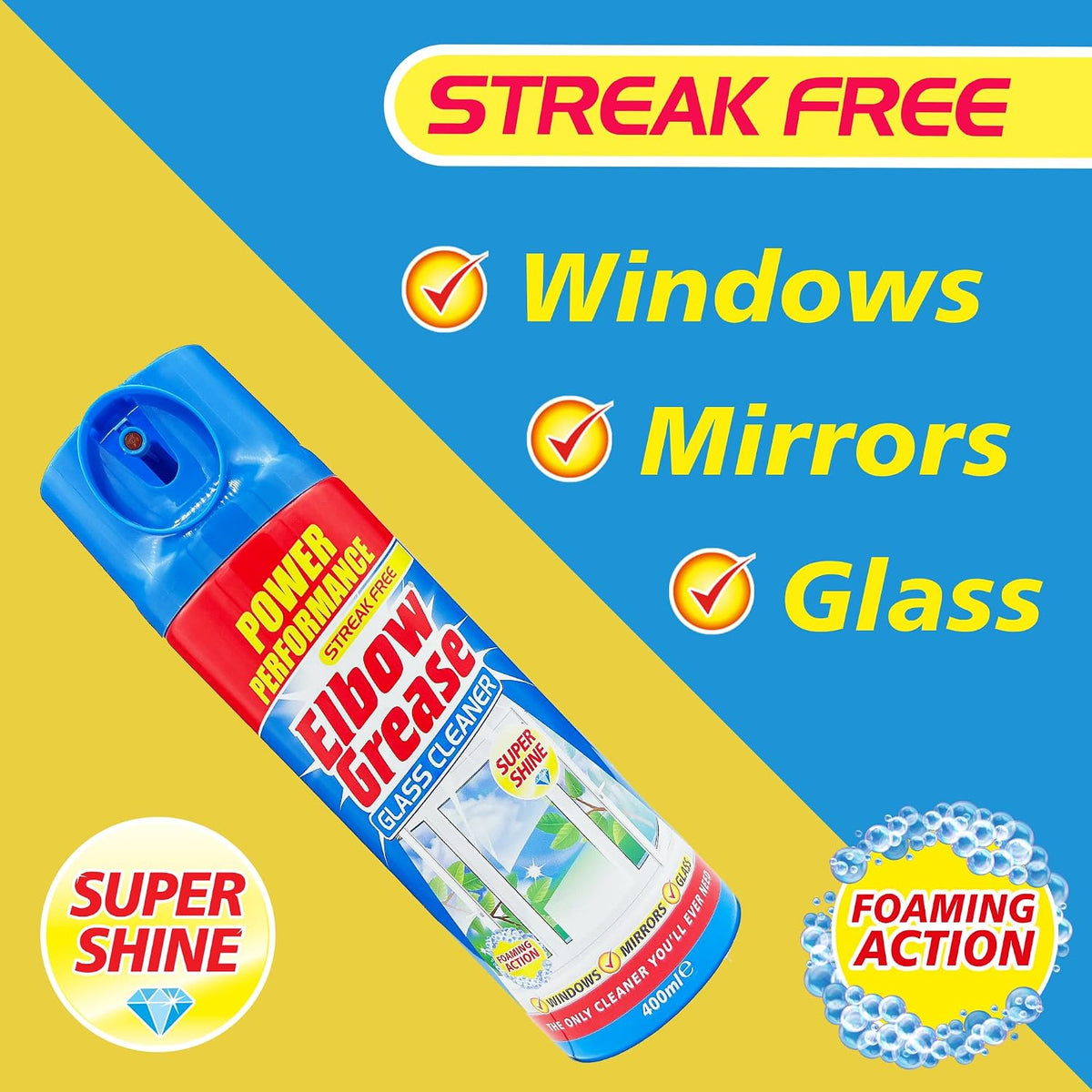 Elbow Grease Glass Cleaner Aerosol 400ml - Pack of 12