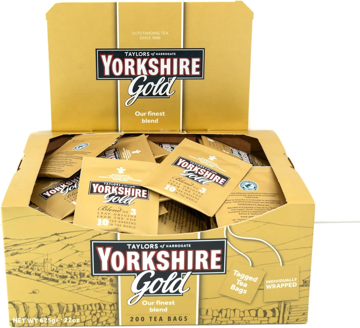 Yorkshire Tea Gold Individually Wrapped Envelope Tea Bags – 200 Pack