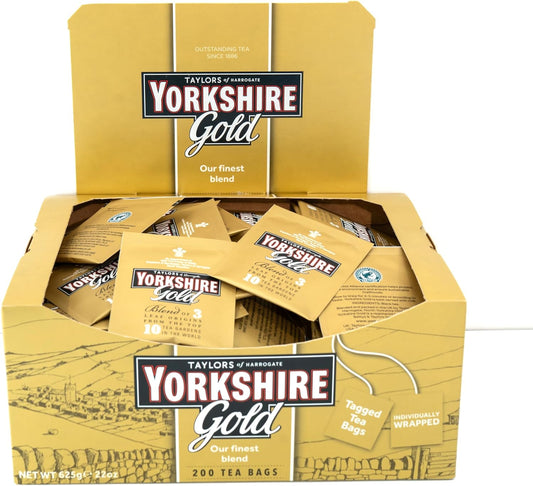 Yorkshire Tea Gold Individually Wrapped Envelope Tea Bags – 200 Pack