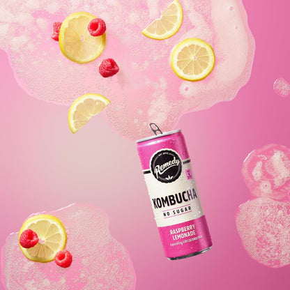 Remedy Kombucha Raspberry Lemonade - 250ml Cans (Pack of 12)