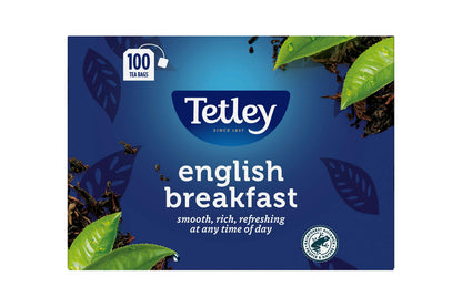 Tetley English Breakfast String & Tag Tea Bags - Box of 100