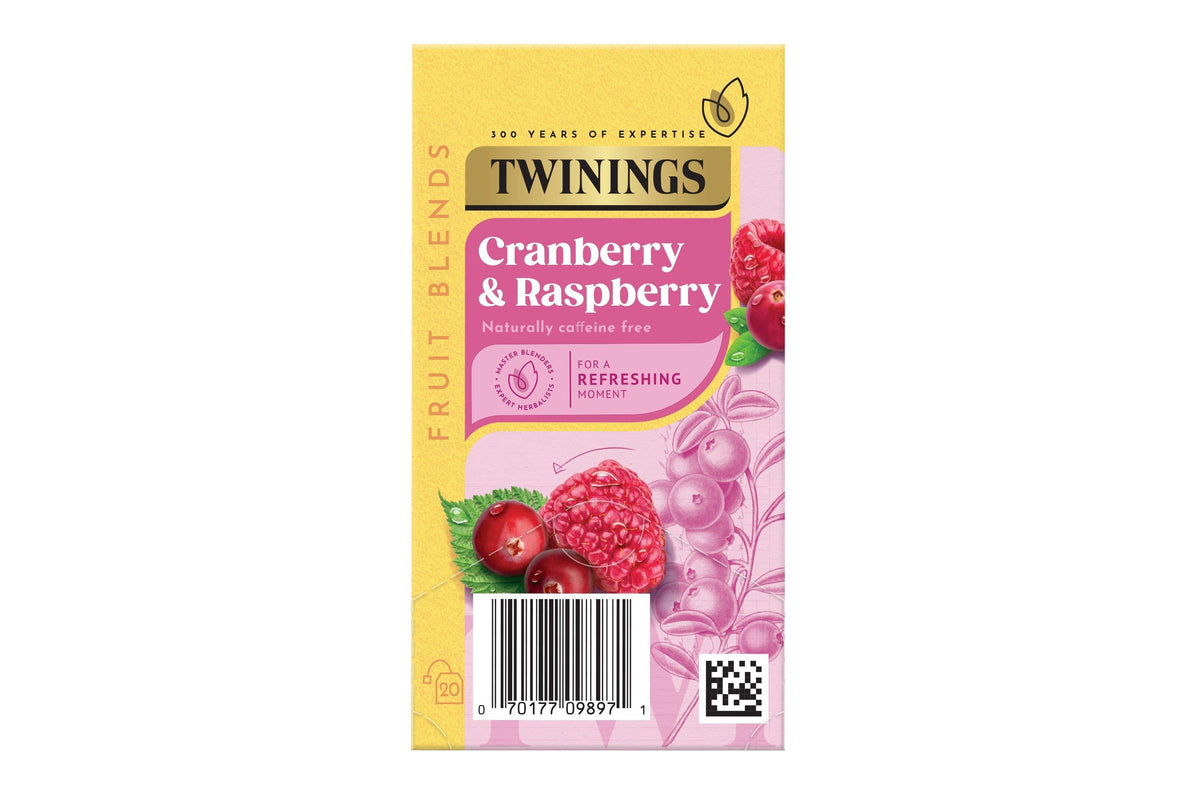 Twinings Raspberry & Cranberry Individually Wrapped Envelope Tea Bags – 20 Pack
