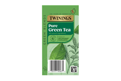 Twinings Pure Green Tea Individually Wrapped Envelope Tea Bags – 20 Pack