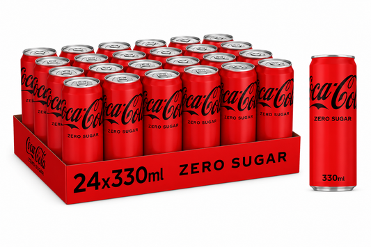 Coca-Cola Zero Sugar - 330ml Sleek Cans Irish Import (Case of 24)
