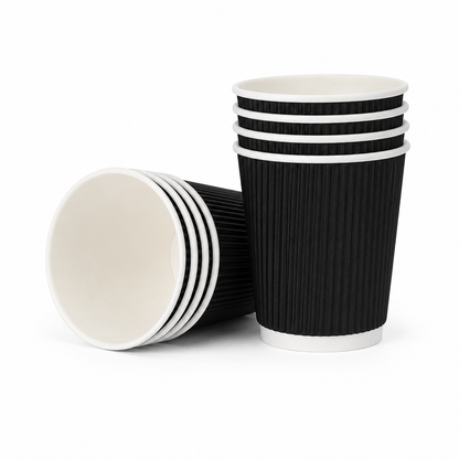 8oz Black Ripple Takeaway Coffee Cups - Case of 500