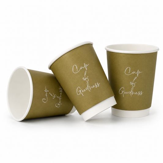 8oz Oatmeal Signature Double Wall Coffee Cups - Case of 500