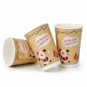 16oz Christmas Double Wall Aqueous Lined Compostable Coffee Cups - Case of 500