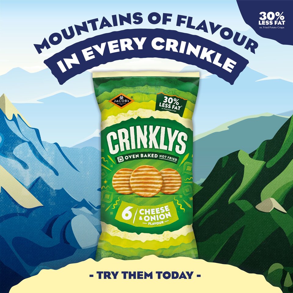 Jacob's Crinklys Cheese & Onion 45g - Box of 30