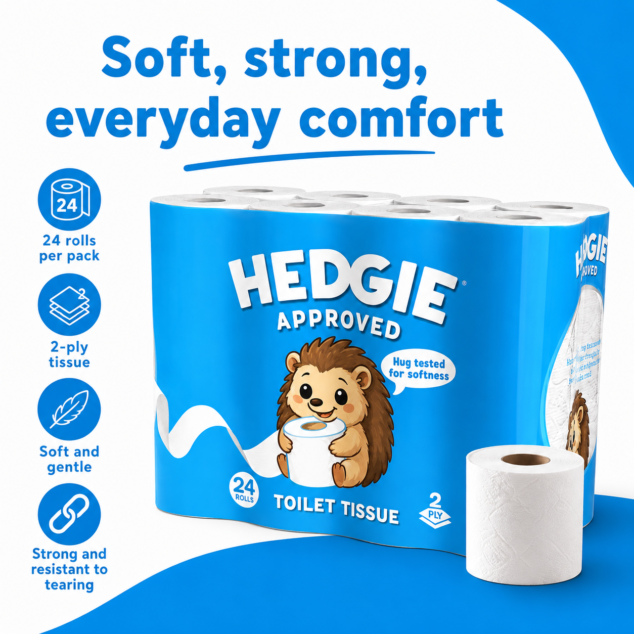Hedgie Toilet Roll 2Ply - 24 Pack
