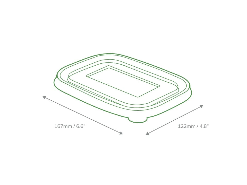 Clear PET Lids for Rectangular Kraft Deli Bowls 500/750/1000ml - Pack of 50