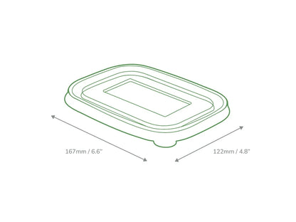 Clear PET Lids for Rectangular Kraft Deli Bowls 500/750/1000ml - Pack of 50