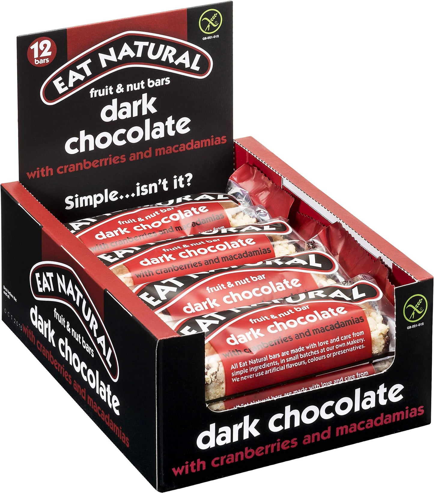Eat Natural - Fruit & Nut Bar - Dark Chocolate With Cranberries & Macadamias x 12 - Vending Superstore