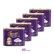 Bloom Snuggle Soft 3-Ply Toilet Roll – 45 Rolls (5 Packs of 9)