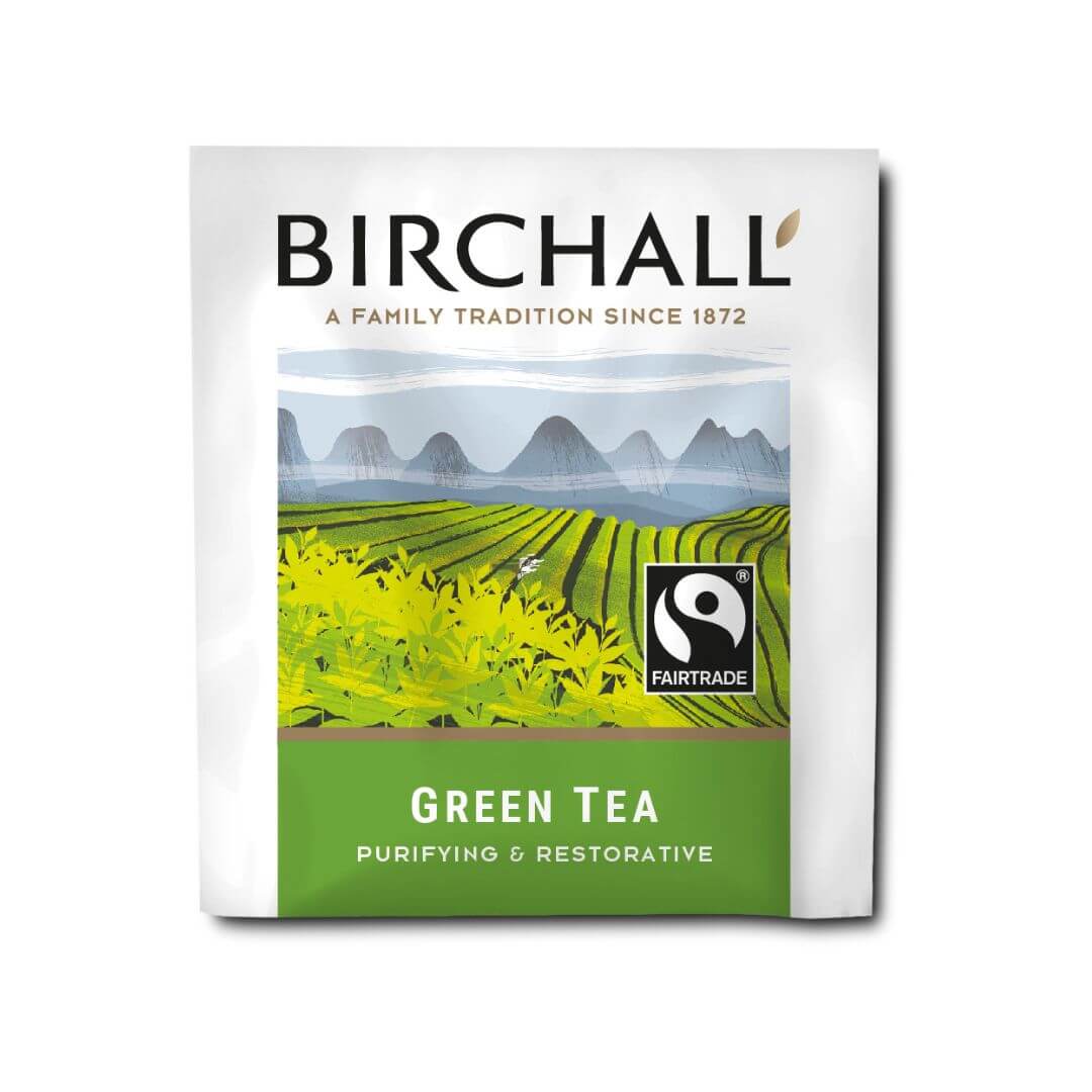 Birchall Green Tea Individually Wrapped Envelope Tea Bags – 250 Pack