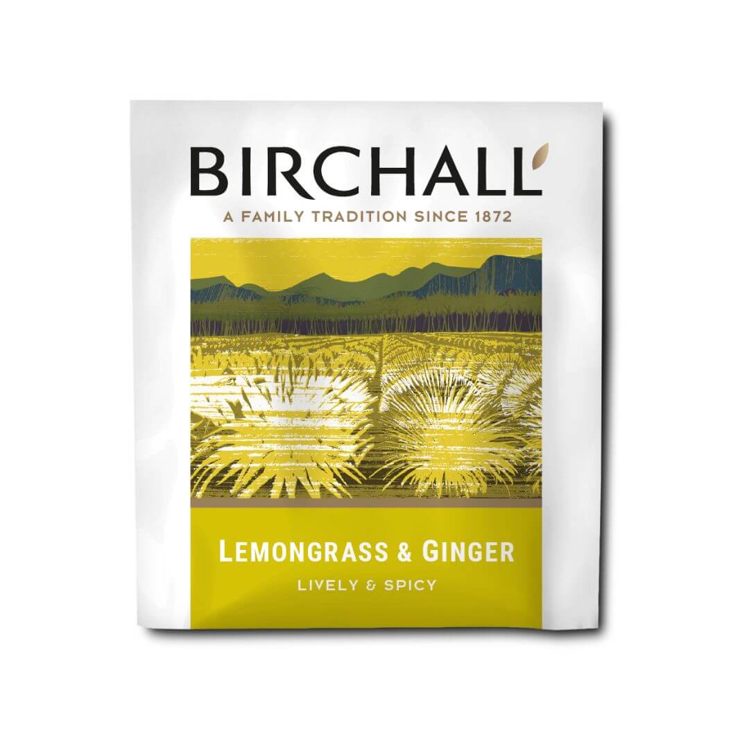 Birchall Lemongrass & Ginger Individually Wrapped Envelope Tea Bags – 25 Pack
