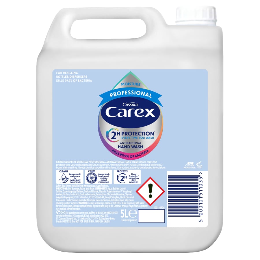 Carex Professional Moisture Plus Antibacterial Handwash - 5 Litre