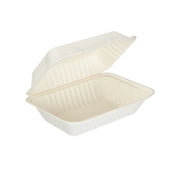 Large Bagasse Clamshell Meal Boxes 9x6" - Case of 250