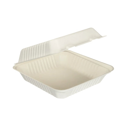Bagasse Clamshell Meal Boxes 9" Square - Case of 250