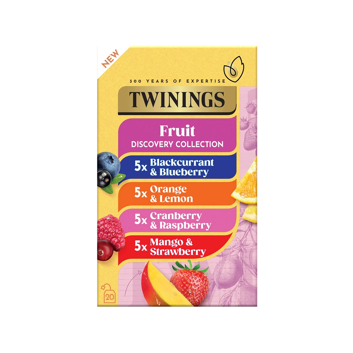 Twinings Fruit Tea Selection Individually Wrapped Envelope Tea Bags – 20 Pack