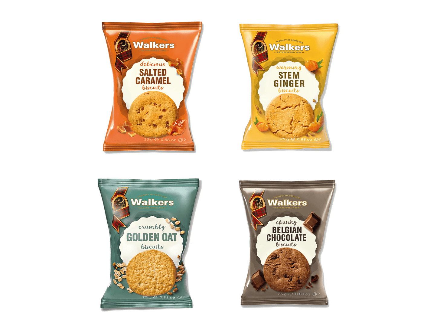 Walkers Assorted Biscuits Mini Packs - 4 Varieties 25g Twin Pack (Box of 100)
