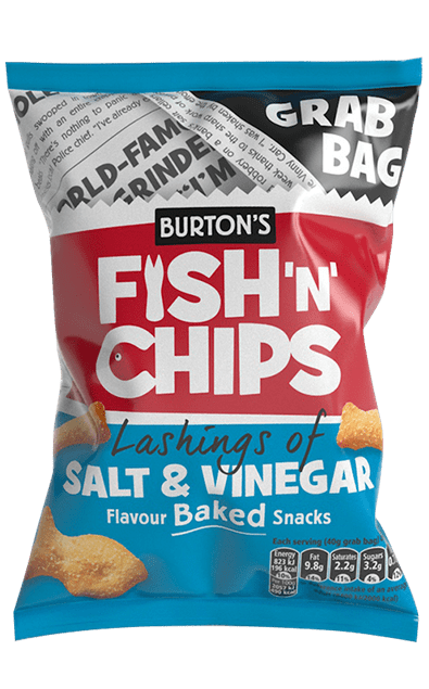 Burtons Fish 'N' Chips Salt & Vinegar Grab Bag 40g - Box of 30