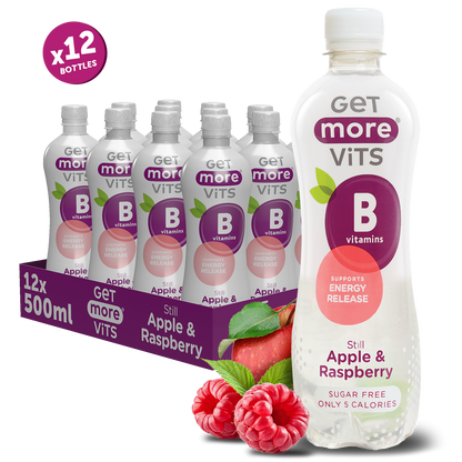 Get More Vits - Vitamin B Still Apple & Raspberry 500ml (12 Pack)